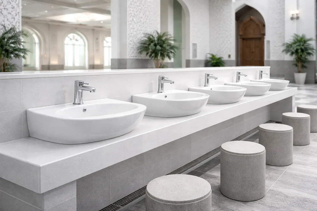Comment optimiser l'installation de lavabos d'ablutions en céramique antibactérienne dans une mosquée